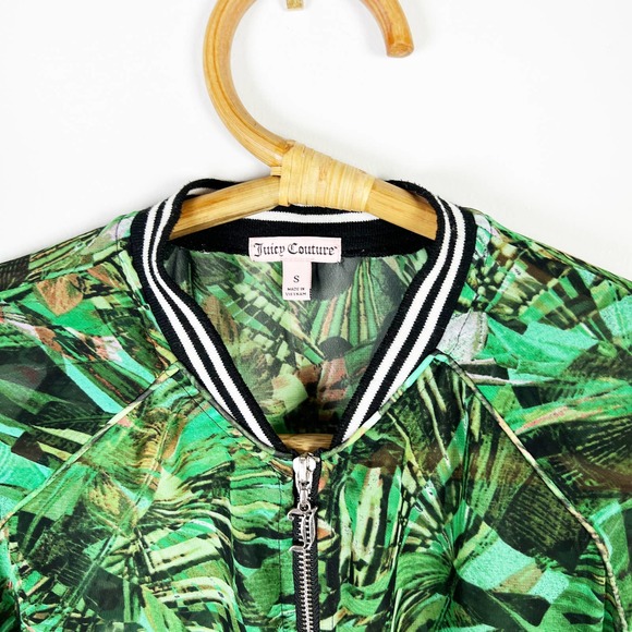 Juicy Couture semi sheer jungle leaf camouflage bomber jacket size Small - Picture 2 of 5